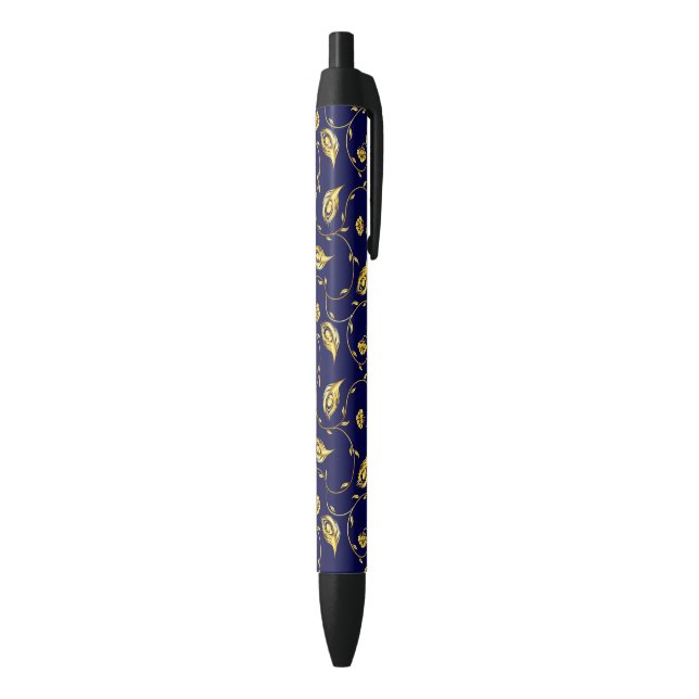 Stylo Noir Motif de Sari de paon (Bas (Vertical))