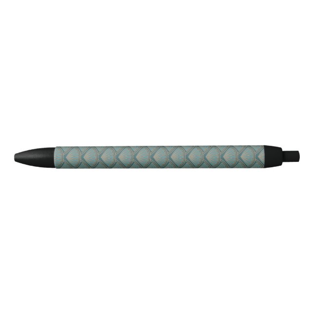Stylo Noir Motif de style Art déco en bleu turquoise (Devant)