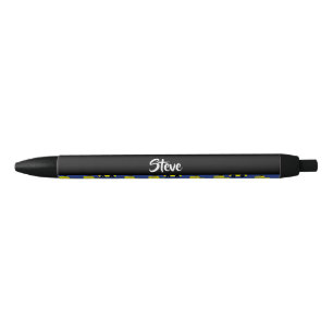 Stylo Noir Motif de taxi jaune sur bleu