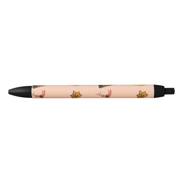 Stylo Noir Motif de Thanksgiving rose (Devant)