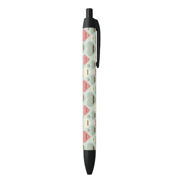 Stylo Noir Motif de Valentine avec le coeur et la moustache (Bas (Vertical))