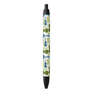 Stylo Noir Motif de violon - vert et bleu