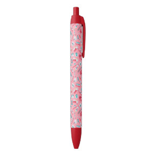 Stylo Noir Motif dentaire rose