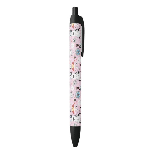 Stylo Noir motif des chats et des fleurs (Bas (Vertical))