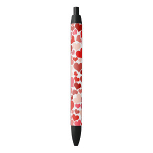 Stylo Noir Motif Des Coeurs, Coeurs Rouges, Amour