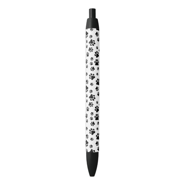 Stylo Noir Motif des pattes, pattes de chien, noir et blanc (devant Vertical)