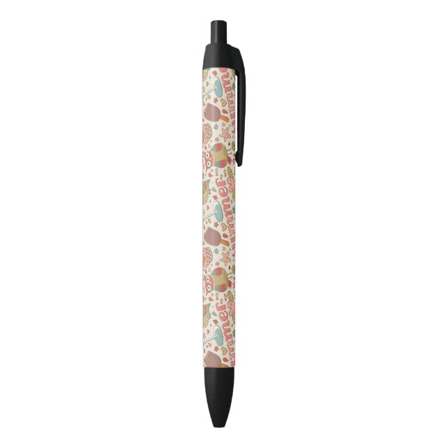 Stylo Noir Motif d'été avec la crème glacée (Bas (Vertical))