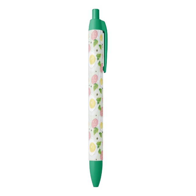 Stylo Noir Motif d'oeufs et de saucisse (Bas (Vertical))