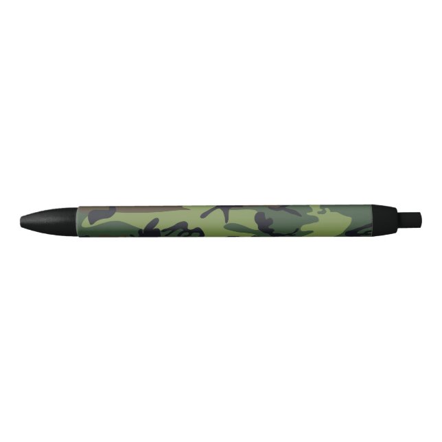 Stylo Noir Motif du Camouflage Vert, Motif militaire, Armée (Devant)