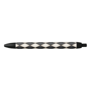 Stylo Noir Motif du chèque diamant Arlequin noir et blanc