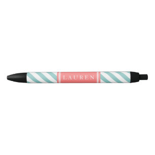Stylo Noir Motif en bon état et de corail de rayures