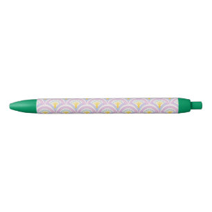Stylo Noir Motif en coquille de couleur pastel