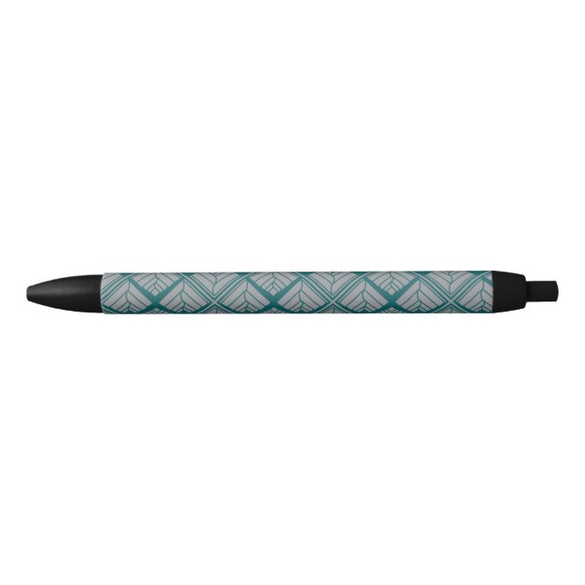 Stylo Noir Motif feuille carré Turquoise neutre (Devant)