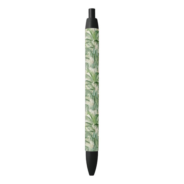 Stylo Noir Motif Feuille de palme de feuillage tropical (devant Vertical)