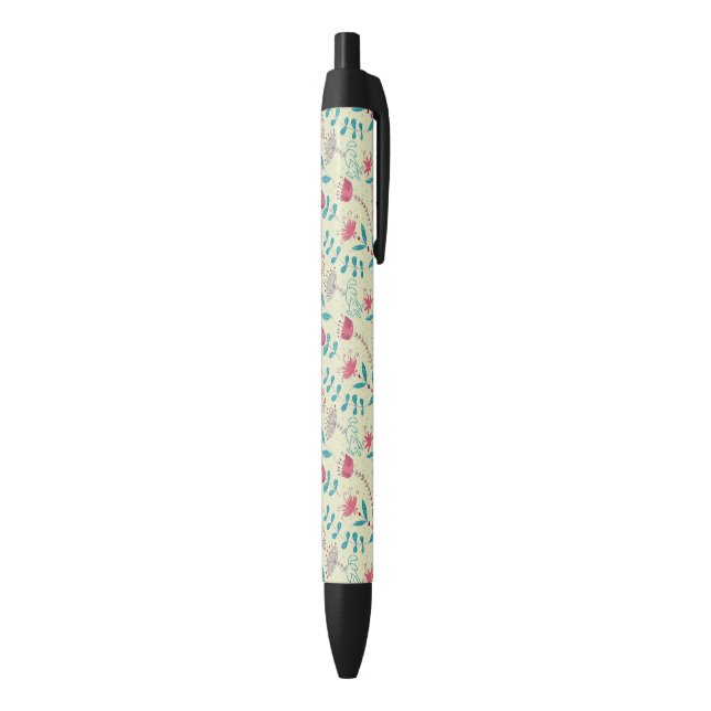 Stylo Noir Motif floral avec des chats de bande dessinée (Bas (Vertical))