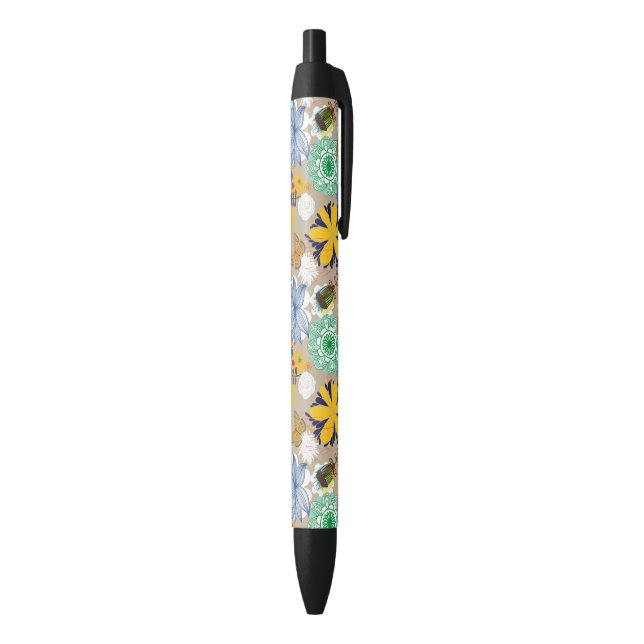 Stylo Noir Motif floral dans le rétro style 3 (Bas (Vertical))