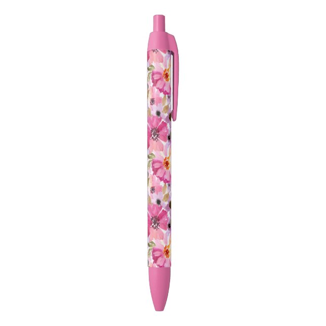 Stylo Noir Motif floral d'aquarelle d'été (Bas (Vertical))