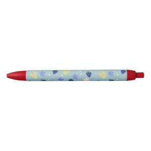 Stylo Noir Motif floral de fleurs sauvages et de mûres