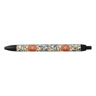 Stylo Noir Motif floral de pivoine chinoise Art nouveau vinta
