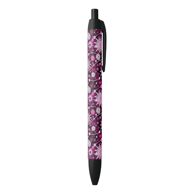 Stylo Noir Motif floral de Valentine (Bas (Vertical))