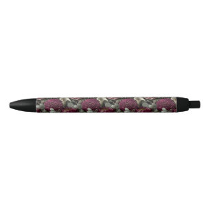Stylo Noir Motif floral sombre avec dahlias et callas