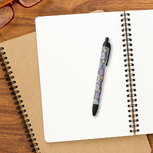 Stylo Noir Motif géométrique bleu marine chic moderne élégant