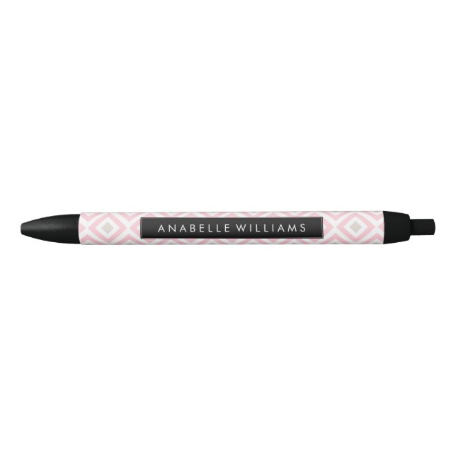 Stylo Noir Motif géométrique moderne rose et beige (Devant)