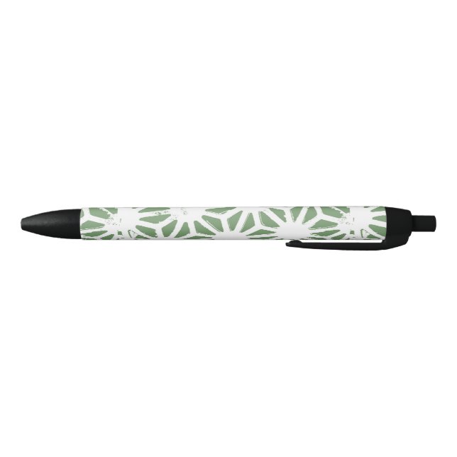 Stylo Noir Motif géométrique vert et blanc olive (Bas)