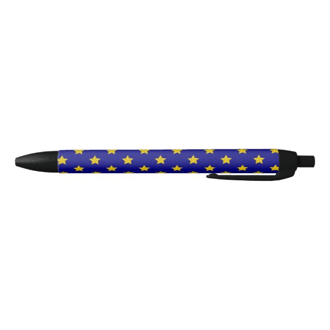 Stylo Noir Motif Gold Stars, Bleu Marine, Exclusive (Bas)