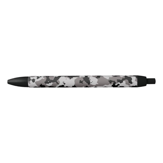 Stylo Noir Motif gris militaire de camouflage (Devant)