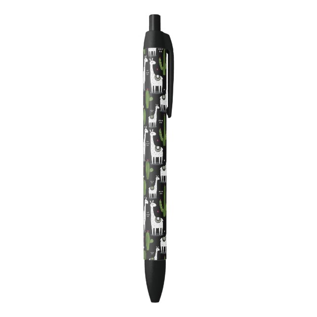 Stylo Noir Motif heureux de lama (Bas (Vertical))