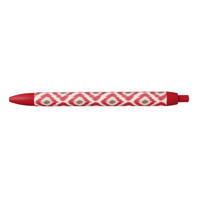 Stylo Noir Motif Ikat Rouge Et Brun (Devant)