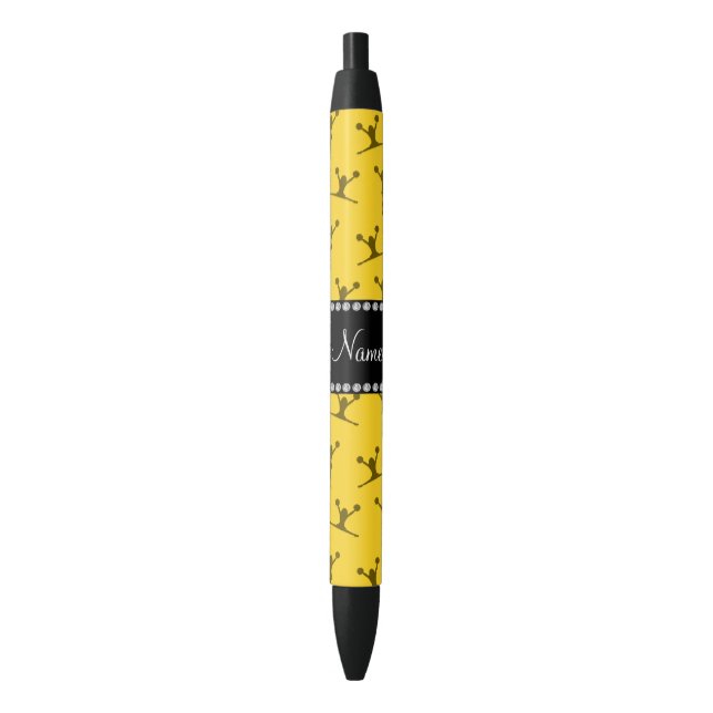 Stylo Noir motif jaune de nom personnalisé (devant Vertical)