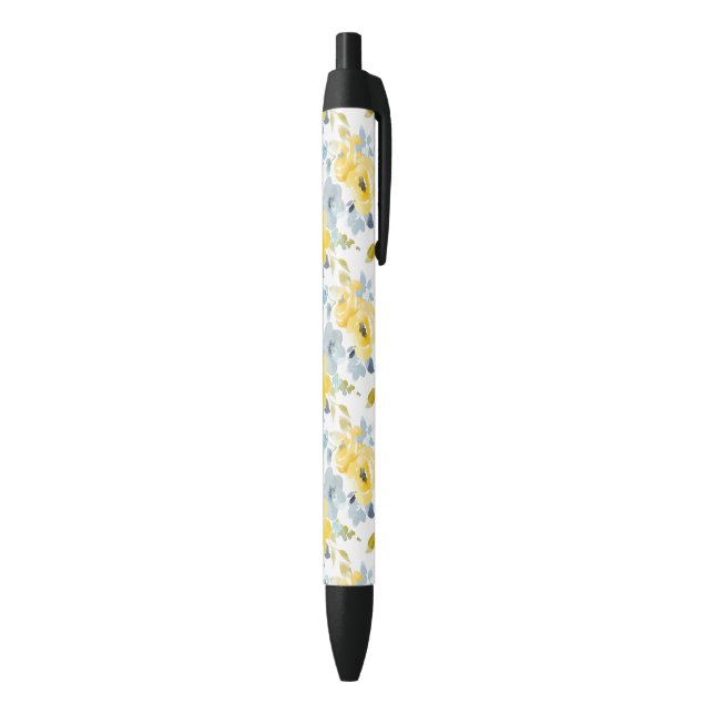 Stylo Noir Motif jaune et bleu d'aquarelle (Bas (Vertical))