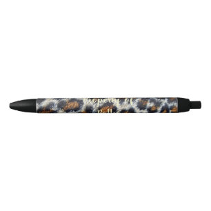 Stylo Noir motif ludique et ludique léopard