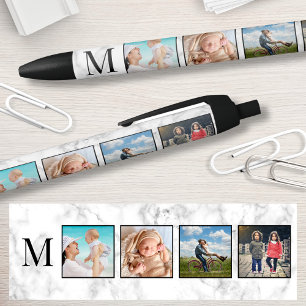 Stylo Noir Motif Marbre blanc en pierre