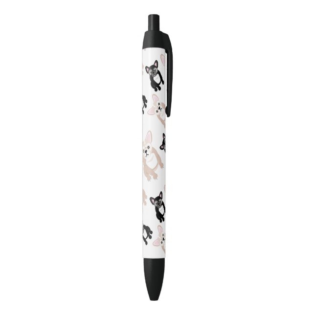 Stylo Noir Motif mignon de bouledogue français (Bas (Vertical))