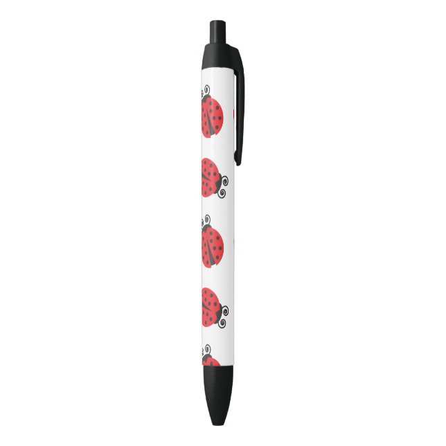 Stylo Noir Motif mignon de coccinelle (Bas (Vertical))