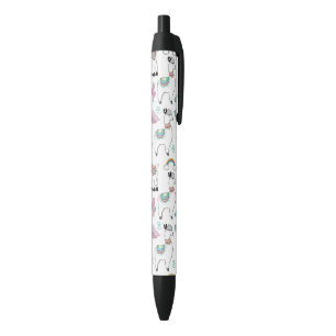 Stylo Noir Motif mignon de lama de bande dessinée