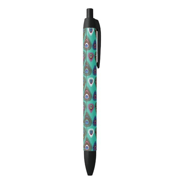 Stylo Noir motif mignon de plume de paon (Bas (Vertical))