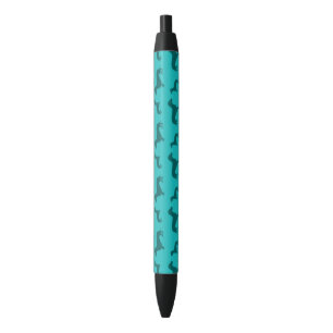 Stylo Noir Motif mignon de teckel de turquoise