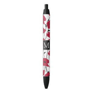 Stylo Noir Motif moderne Monogram Poppies