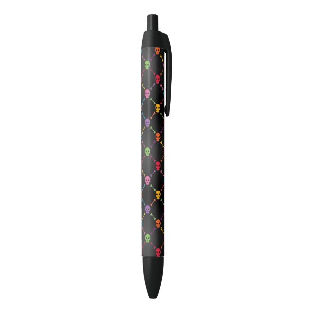 Stylo Noir Motif multicolore avec des crânes (Bas (Vertical))