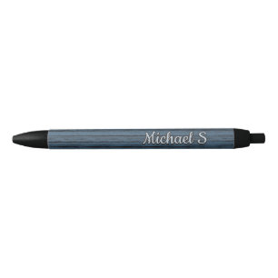 Stylo Noir Motif personnalisé bleu gris grain de bois