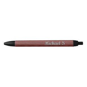 Stylo Noir Motif personnalisé en bois grainé rouge foncé