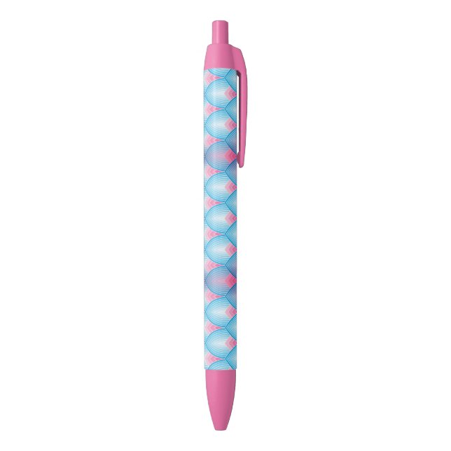 Stylo Noir Motif Pétal Turquoise Et Rose (Bas (Vertical))
