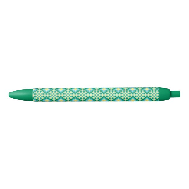 Stylo Noir Motif Pixel clair (Devant)