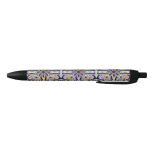 Stylo Noir Motif portugais de tuile