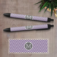 Motif pourpre et gris Chevron avec Monogram