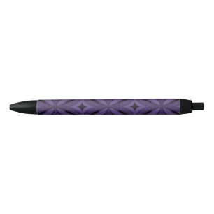 Stylo Noir Motif Rétro de Couleur Violet Foncé